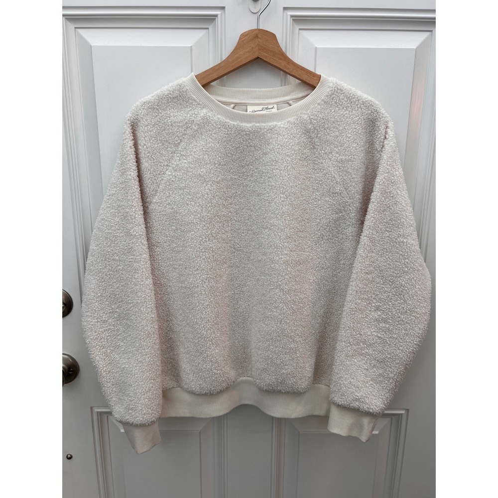 Universal Thread Cream Sherpa Sweatshirt Womens Small Raglan Pullover Cream